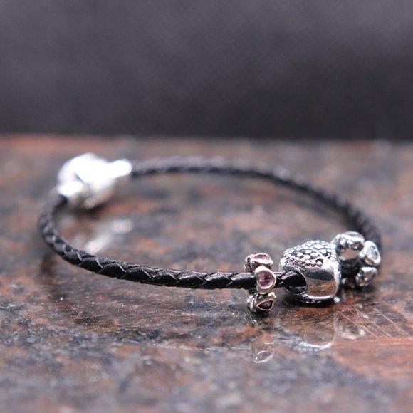 Black Leather Bracelet with Sterling Silver Barrel Clasp - BRAND NEW - Picture 5 of 7